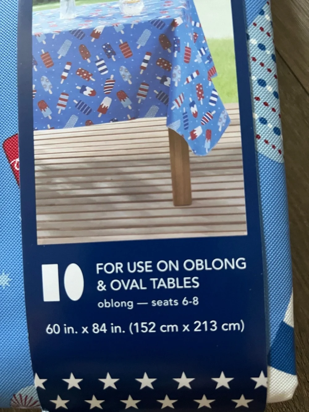 Patriotic Heavy Duty Popsicle Tablecloth 60 in. X 84 in. New